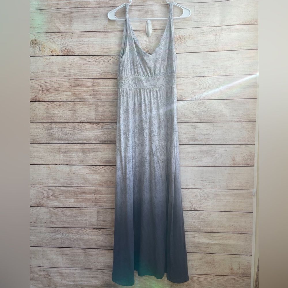 GARNET HILL SOFT KNIT MAXI DRESS IN GRAY PRINT - Picture 6 of 6